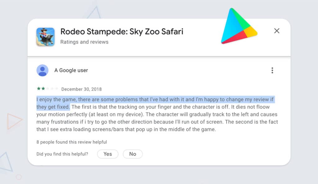 Feedback reservoir Each review serves as a goldmine of feedback | Yodo1 user acquisition for mobile games
